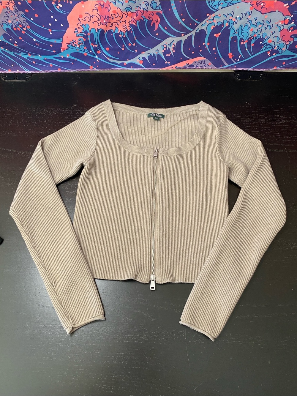 wild fable Neutral Ribbed Zip Sweater